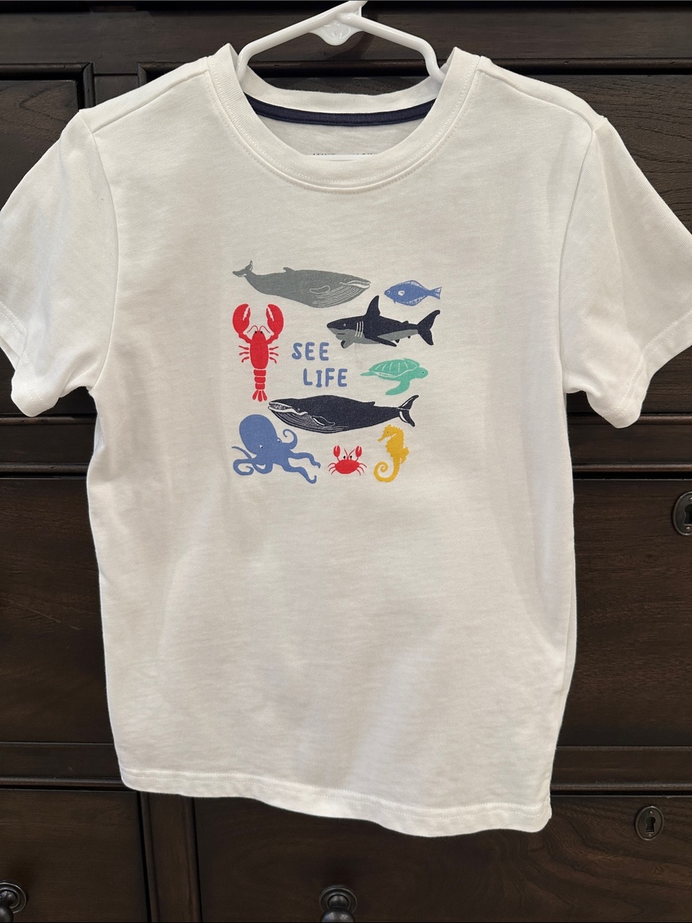Janie and Jack White 'Sea Life' Graphic Tee with Colorful Ocean Animals